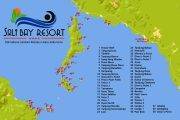 Tauchreise Sulawesi (Indonesien) | Sali Bay Resort | Übersichtskarte mit Tauchspots & Riffen