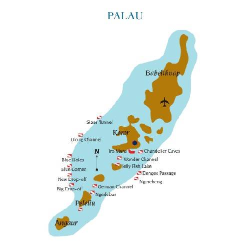 Tauchsafari Palau | Aggressor 2 Tauchschiff | Palau Inseln: Karte mit Tauchspots