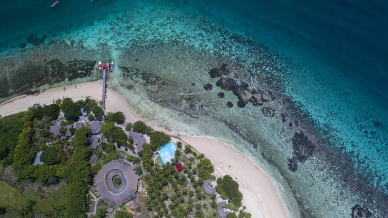 Tauchreise Sulawesi (Indonesien) | Gangga Island Resort & Spa | Resortgelände vion oben